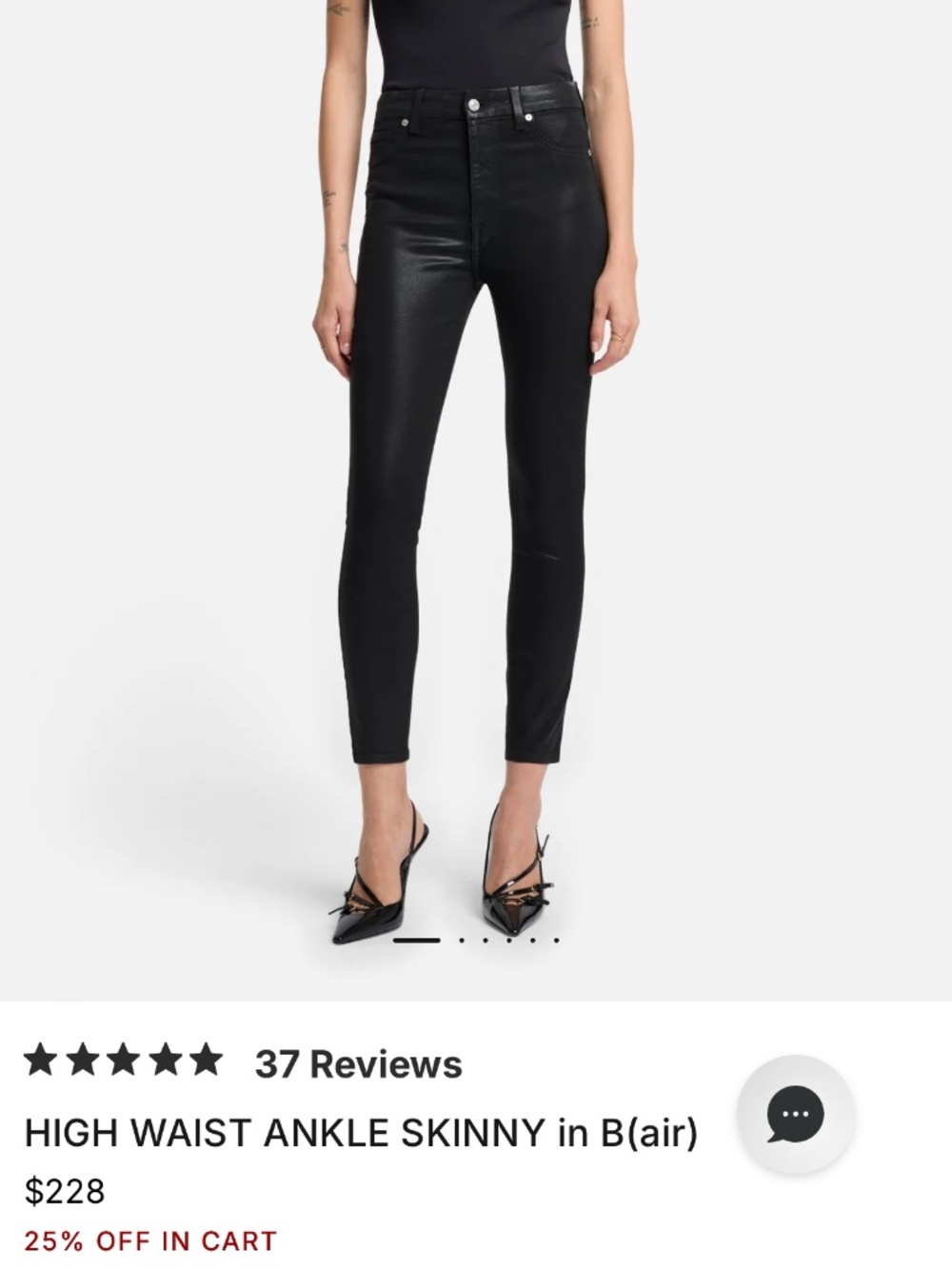 7 for all Mankind Black Coated Denim Jeans